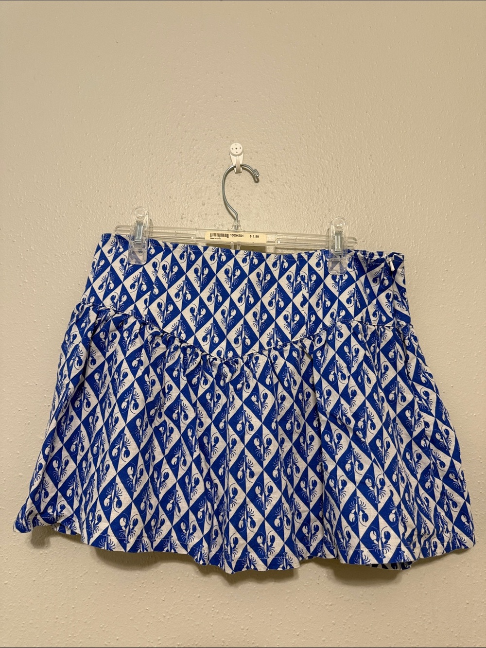 Corey Lynn Calter Blue and White Printed Mini Skirt
